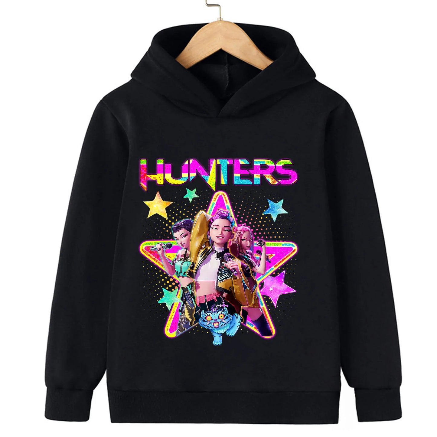 2025 Movie KPop Demon Hunters Cartoon Girls Boys Hoodies Children's Korean Wave Print Fashion Casual Tops Casual Girls Clothing