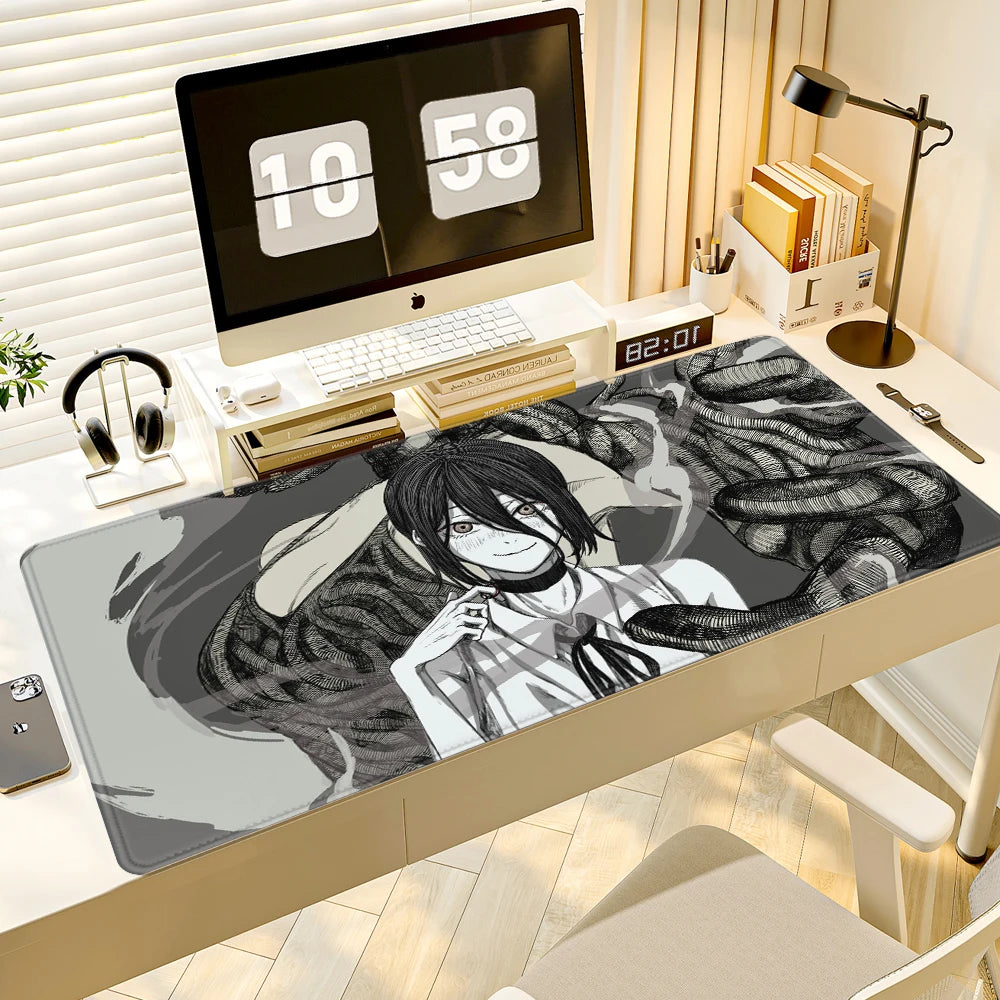 Chainsaw Man Anime Reze Arc Mouse Pad Large Desk Mat Keyboard Ergonomic Office Rubber PC Non-slip Anti-fray Home Custom 90x40cm