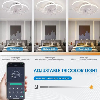 Smart Mute Ceiling Fan with Lighting White Intelligent Dimming 6 Wind Power Ceiling Fan with Remote Control APP Home Appliance