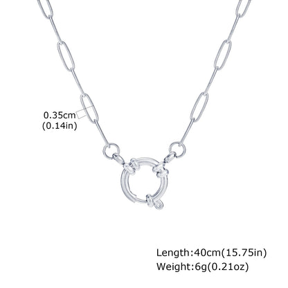 Vnox 2 Color Rectangular Chain 40cm Necklaces For Women, Stainless Steel Round Buckle Pendant, Metal Choker Neck Jewelry Gifts