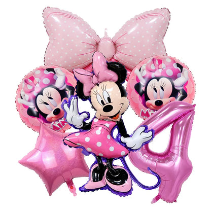 Minnie Mouse Birthday Party Decorations Tableware Set Birthday Decorations Full Set Pink Balloons Banner Candy Box Kids Favors
