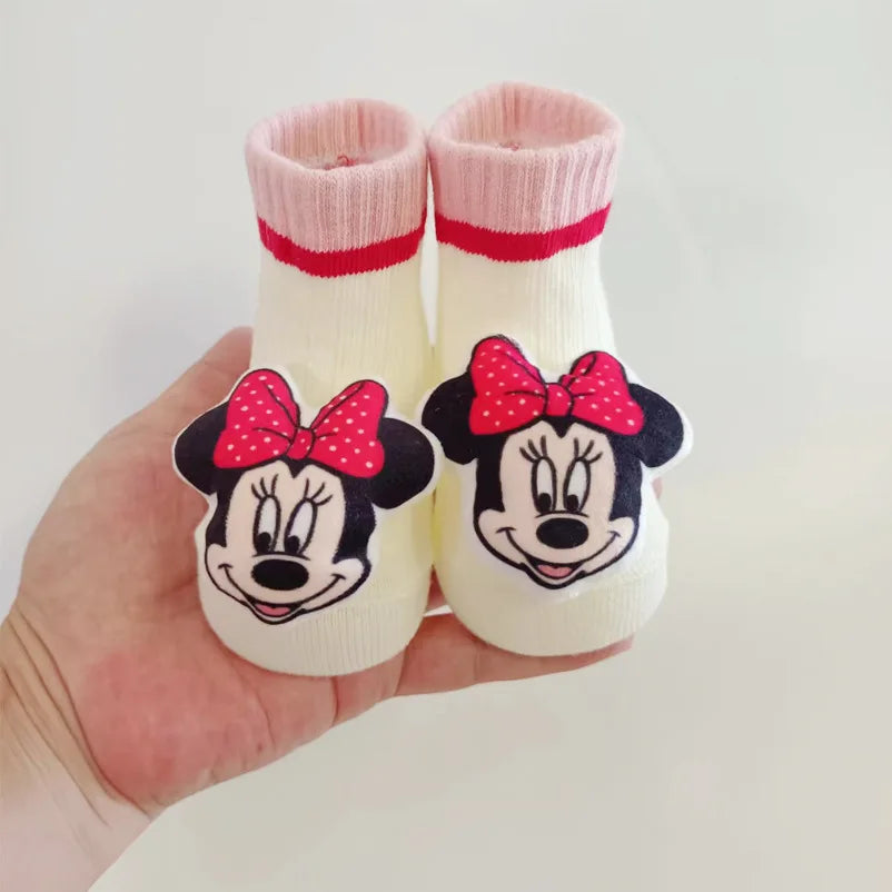Disney Mickey Stitch Cartoon Cute Doll Baby Socks Cotton Non-slip Sock Newborn Girls Clothes Boys Accessories Babies Stuff Kids