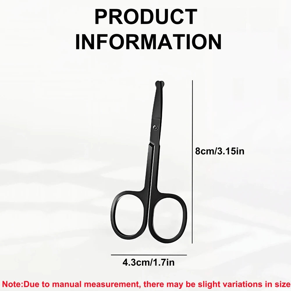 Portable Stainless Steel Facial Hair Scissors Rounded Safety Scissor for - Nose Eyebrows Facial Hair Personal Care Trimming Tool