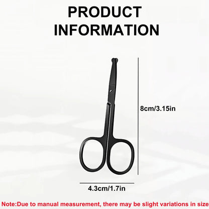 Portable Stainless Steel Facial Hair Scissors Rounded Safety Scissor for - Nose Eyebrows Facial Hair Personal Care Trimming Tool