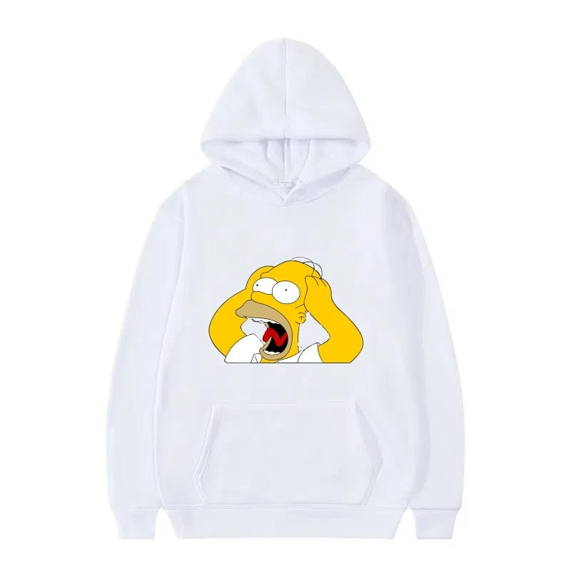 Disney The Simpsons Funny Pattern Casual Hooded Tops Men Woman Loose Comfortable Winter Black Sports Pullovers Fashion Clothing