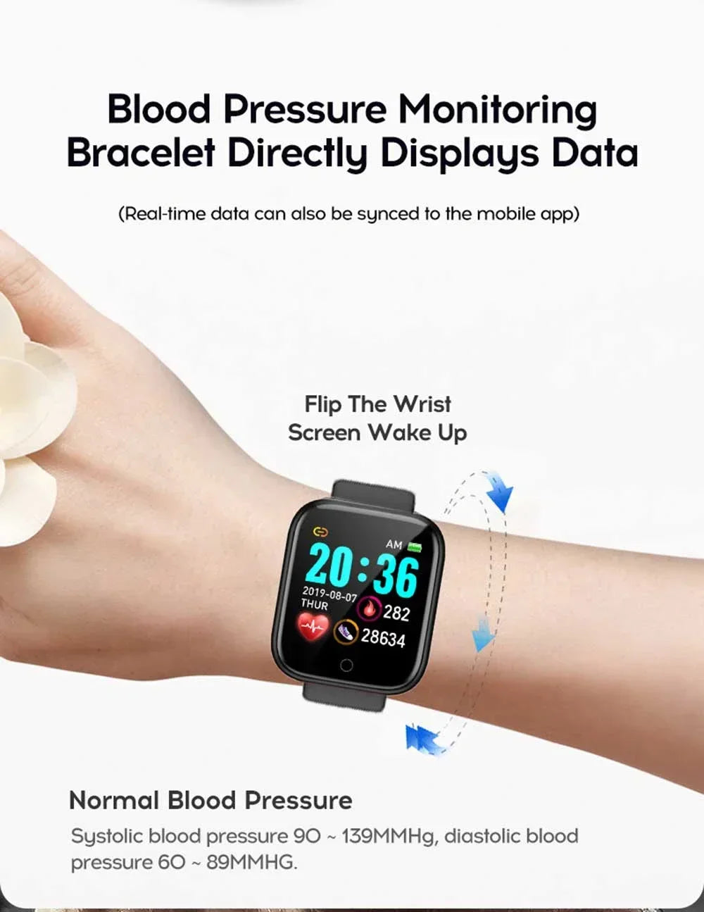 Smart Watch Y68: Color Screen Fitness Tracker w/ Step Count, 12 Sports Modes, Notification Reminder, Camera/Music Remote