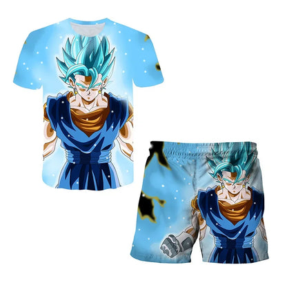 Fashion Dragon Ball Z Tshirt Set Kids Vegeta Boys Clothes Girls Mens Women T-shirt Suit Trucksuit Clothes 3d Goku Short Sleeve