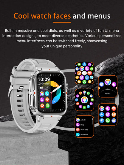 New Smart Watch For Men Women 2.01inch Large Screen Bluetooth Call LED Flashlight Sports Fitness Bracelet Waterproof Smartwatch