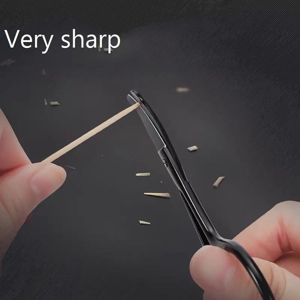 1PC Silver Mirror Light Black Round Head Safety Nose Hair Scissors Neutral Stainless Steel Scissors Clip For Trimming Nose Hair