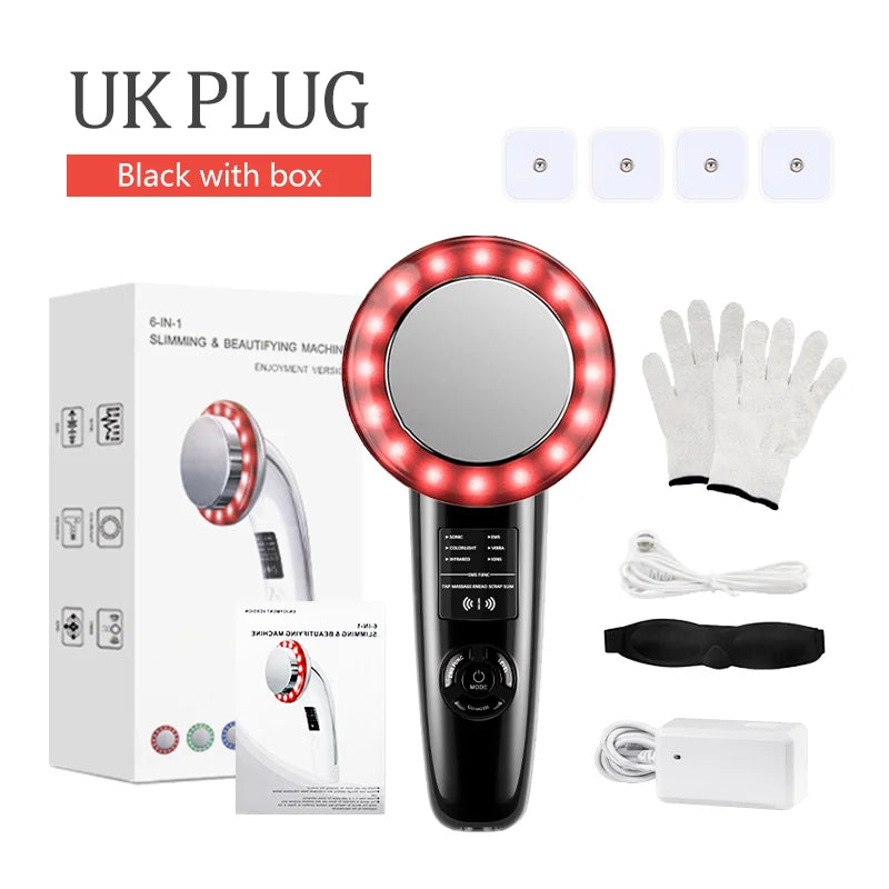 6 In 1 Ultrasound Cavitation Body Slimming Massager Rejuvenates Skin Gives Toned Skin and Lift Beauty Device for Face&Arms&Legs