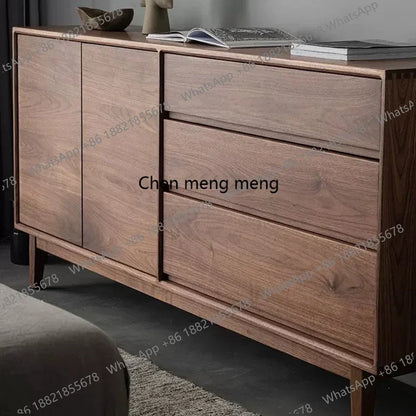 Nordic Black Walnut Sideboard Cabinet Modern Simple Storage Living Room Cabinets Premium Home Furniture Armoires De Salon