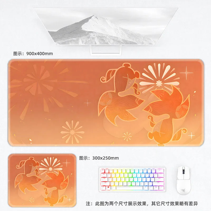 Genshin Impact Postcard Mouse Pad Large Custom Computer Keyboard Game Pads Home Office Desktop Mat