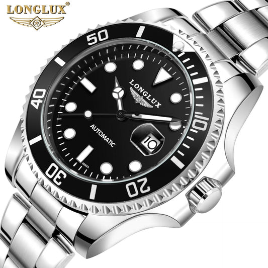 Men automatic watch business waterproof mechanical watches luxury stainless steel day date mens watch man gift