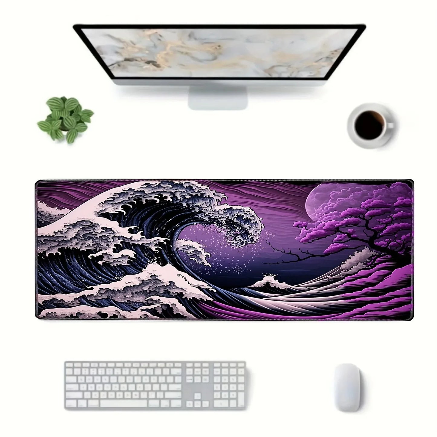 Japanese Cherry Blossom Wave Mouse Pad Purple Gaming XL Home New HD Mousepad XXL Non-Slip Office Keyboard Carpet Laptop Mice Mat