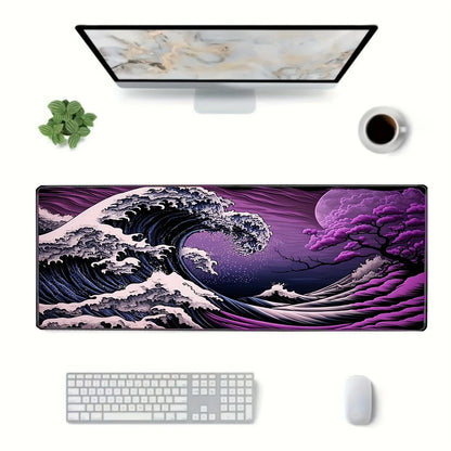 Japanese Cherry Blossom Wave Mouse Pad Purple Gaming XL Home New HD Mousepad XXL Non-Slip Office Keyboard Carpet Laptop Mice Mat
