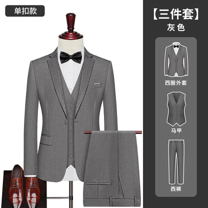Men's Big Size Suit Set Professional Business Wedding Groom Office Team Uniform Summer Formal Suit