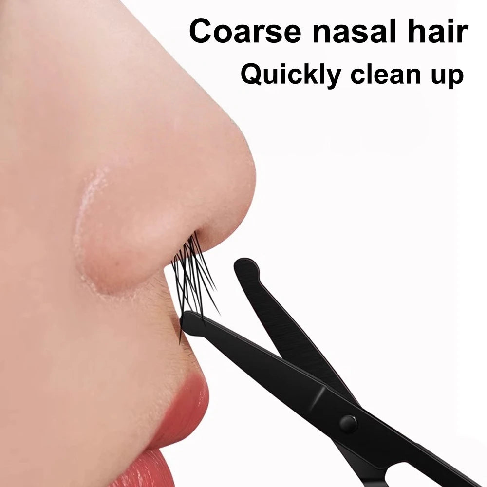 Portable Stainless Steel Facial Hair Scissors Rounded Safety Scissor for - Nose Eyebrows Facial Hair Personal Care Trimming Tool