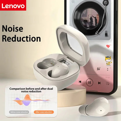 Lenovo Ultra Mini Bluetooth Earphones, Dual-Ear Sleep Gaming Earphones, Wireless in-Ear Noise Cancelling, HiFi Sound Quality