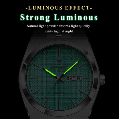 POEDAGAR High Quality Luxury Watch For Men Waterproof Luminous Man Wristwatch Original Date Week Quartz Casual Men's Watches+Box