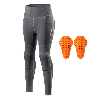 WOSAWE Women Motorcycle Armor Pants Honey Peach Hip Yoga Pants High Waist Lift Hip Moto Riding Running Fitness Training Leggings