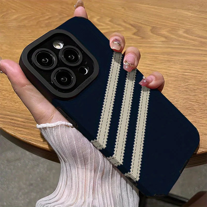 Striped patterned stylish phone case for iPhone14 13 12 11 7 8Pro/ Max /Plus XR XS anti-fall and shock-proof rear cover