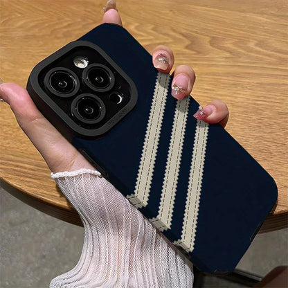 Striped patterned stylish phone case for iPhone14 13 12 11 7 8Pro/ Max /Plus XR XS anti-fall and shock-proof rear cover