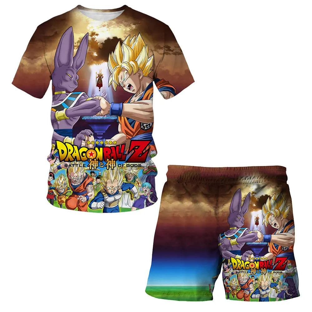 Fashion Dragon Ball Z Tshirt Set Kids Vegeta Boys Clothes Girls Mens Women T-shirt Suit Trucksuit Clothes 3d Goku Short Sleeve