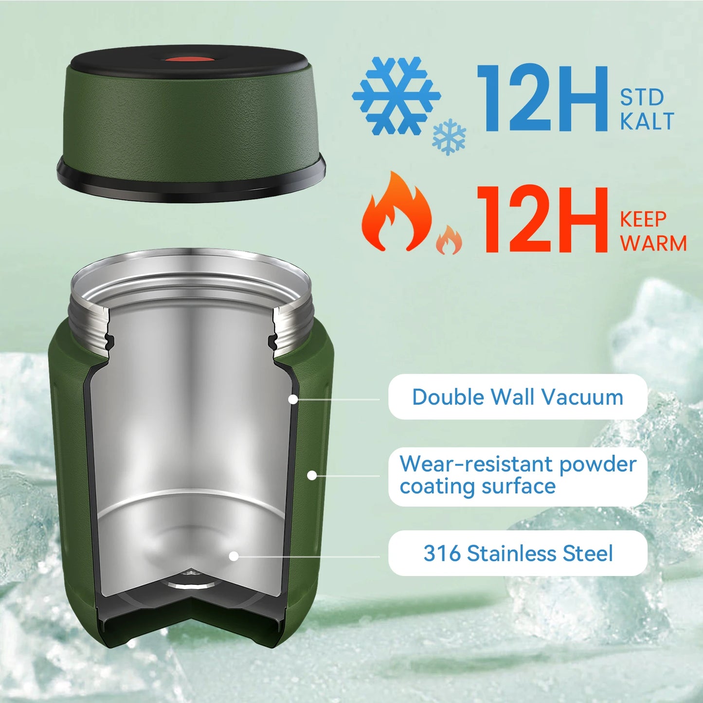 Fjbottle Food Thermos Vacuum Lunch Box 316 Stainless Steel  Lunch Container 750ML Free Spoon