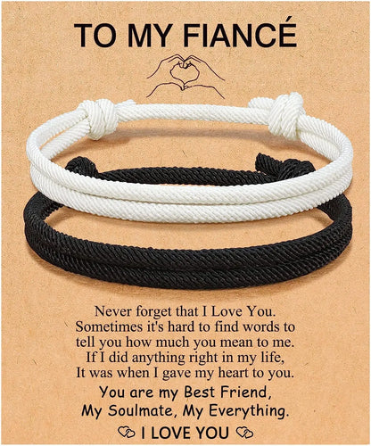 Couples Bracelets To My Men, Boyfriend, Girlfriend, My Love - Anniversary Valentines Day Birthday Christmas Gift for Him and Her