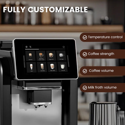 Mcilpoog WS817 -7"colorfAutomatic Espresso Machine with Milk Frother,  21 Flavors for Home & Office