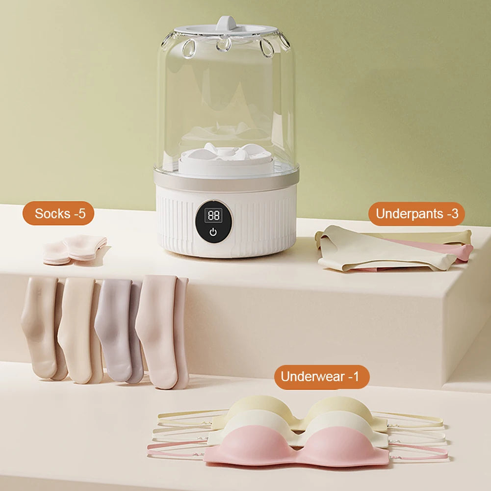 Cordless Small Washing Machine with Laundry Cup Portable Washing Machine Mini Special Washer for Travel Home and Dormitory