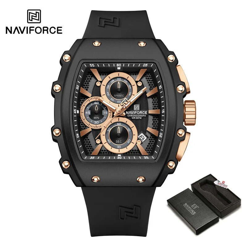NAVIFORCE Fashionable 2025 Watches for Men Multifunctional 30M Waterproof Sports Quartz Silicone Strap Luxury Clock Reloj Hombre