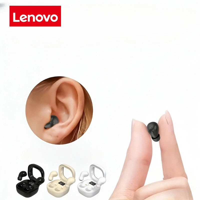 Lenovo Ultra Mini Bluetooth Earphones, Dual-Ear Sleep Gaming Earphones, Wireless in-Ear Noise Cancelling, HiFi Sound Quality