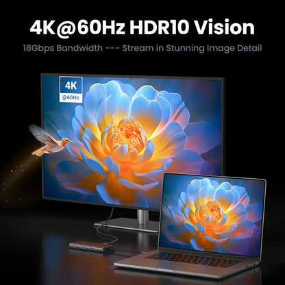 UGREEN 9-in-1 USB HUB Type-C to 4K60Hz HDMI 10Gbps USB C&A 1000Mbps RJ45 PD100W SD&TF for Laptop Accessories MacBook Pro Dell HP