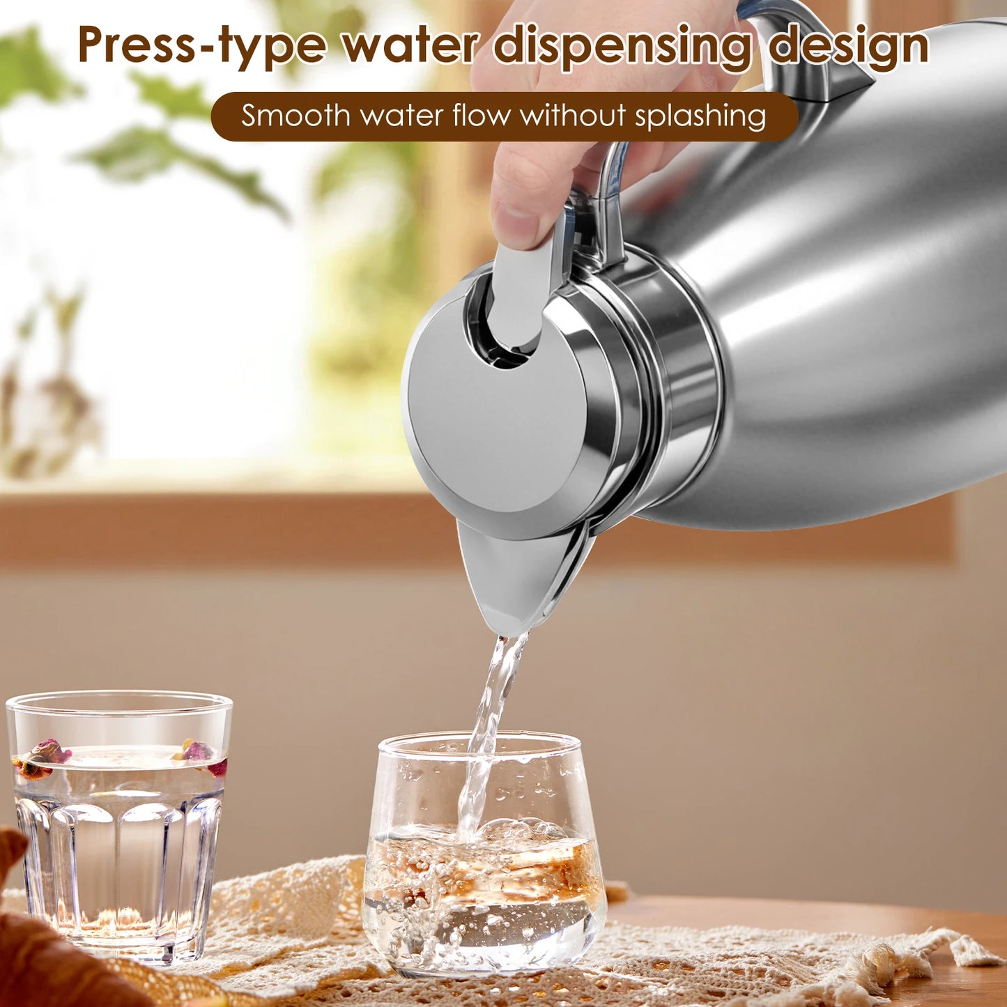 2.3L Double Wall Insulated Jug Stainless Steel Vacuum Flasks Office Hot Coffee Thermos Insulation Kettle Hot Water Thermos Pot