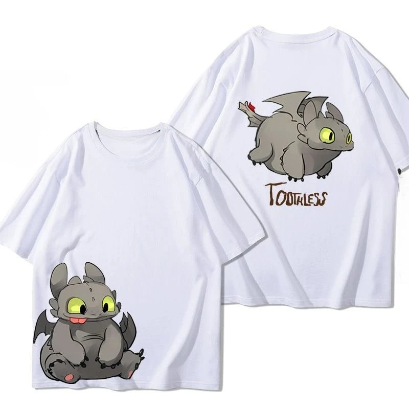 Miniso How To Train Your Dragon Toothless Boy Eddie Pikachu Around Short Sleeved Men and Women Summer Cotton T-shirt Trend