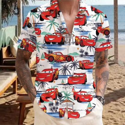 Disney Personalizes Lightning Mcqueen Men Women Shirt Cars Movie Hawaiian Shirt Kids Summer Beach Shirt