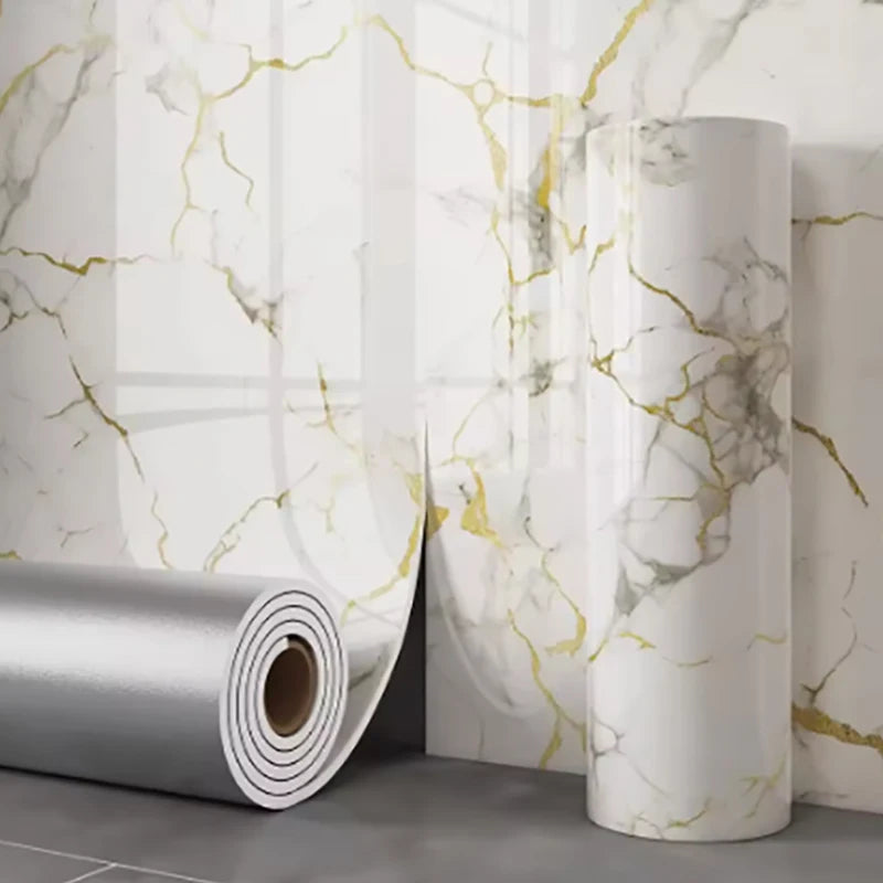 1 Roll Marble Thick Foam Bedroom Wallpaper Imitation Tile Self-Adhesive Bathroom Waterproof Wall Sticker Living Room Decoration