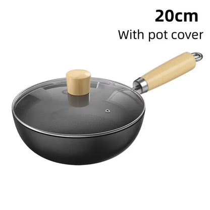 Small Wok 20/24cm Household Cast Iron Non-stick Steak Food Pan for Gas Stove Induction Cooker - Kitchen Frying Essential