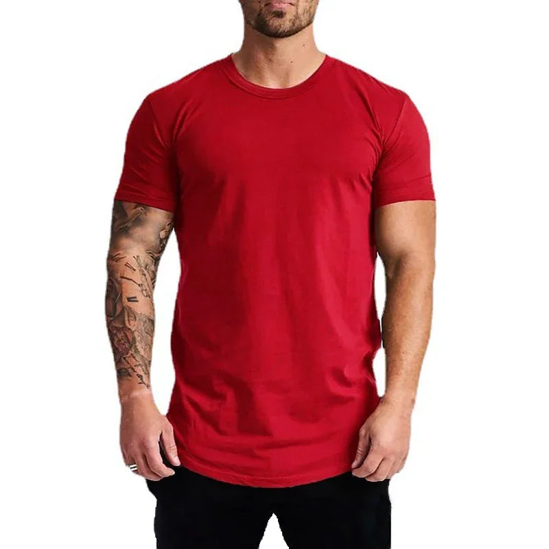 New Men's Casual Printed Short-sleeved Summer Cotton Moisture Wicking and Breathable T-shirt Outdoor Sports Fitness Top