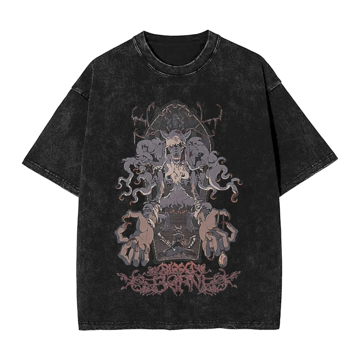 Bloodborne Darks Souls Washed T Shirts Streetwear Hip Hop Vintage T-Shirt  Tees Tops for Men Women Cotton Street Graphic Printed