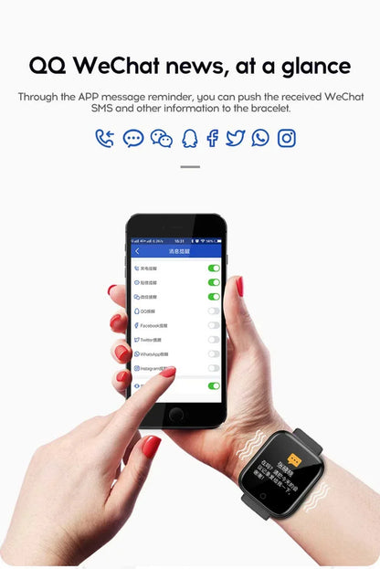 Smart Watch Y68: Color Screen Fitness Tracker w/ Step Count, 12 Sports Modes, Notification Reminder, Camera/Music Remote