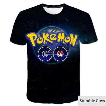Pokemon 3D T-shirt for Boys and Children T-shirt Pikachu Cartoon Cool T-shirt for Boys and Girls Fashion Men Women Street Tee