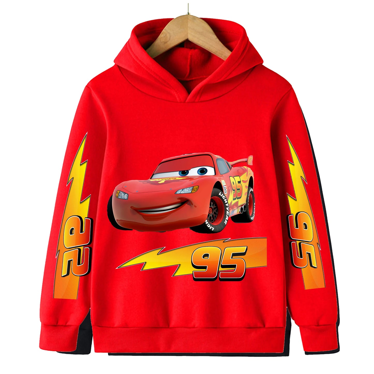 Fall and winter new sweatshirts Disney car kids lightning McQueen cartoon print kids hoodie pants anime kawaii boys and girls