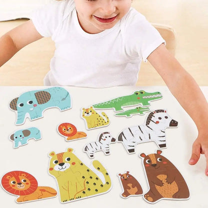 6 Packs Animals Shaped Wooden Jigsaw Puzzles for Toddlers Ages 2-5,Montessori Learning Toys Preschool Educational Activity