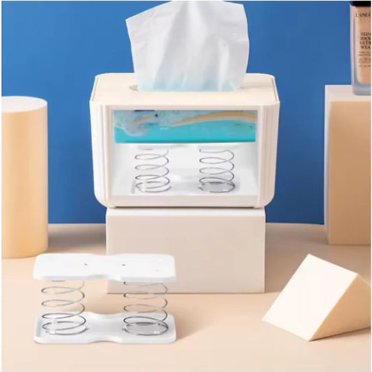 1/2pcs Tissue Box Tissue Dispenser Spring Automatic Lift Spring Loaded Tissue Box Office Home Kitchen Toilet Bracket Organizer