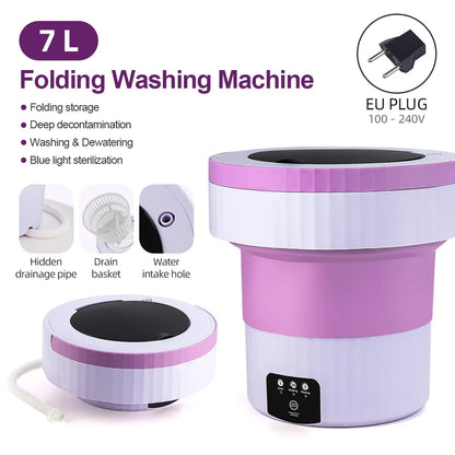7L Portable Folding Washing Machine Small Washing Machine Automatic Modes Laundry Clothes Laundry Bucket Washing Machine