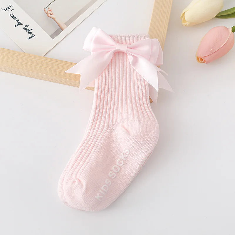 Toddler Socks Baby Accessories Girl Cute Bow Non-slip Floor Socks Children Kids Mid-tube Cotton Socks Infant Newborn Boy Clothes