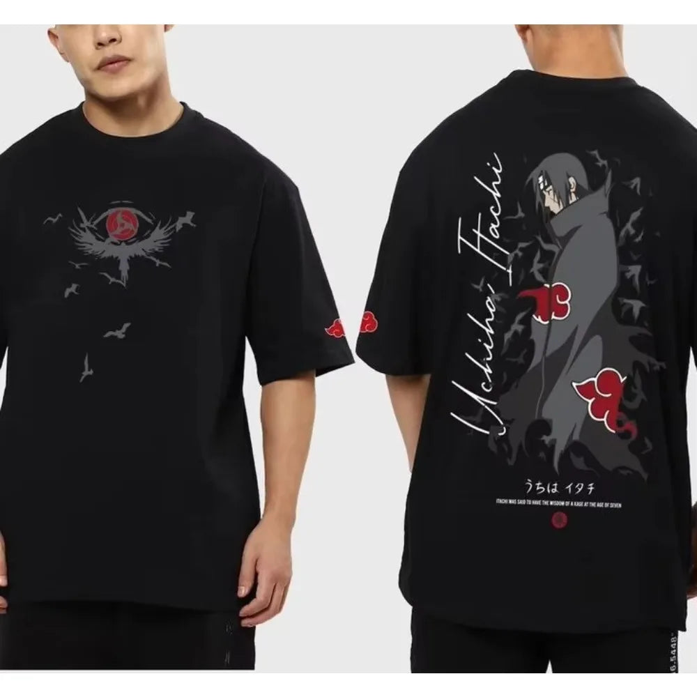 MINISO Sweat Absorbing and Breathable Fabric T-shirts for Men Women Adults and Children with Naruto Printed Cotton Male T-shirts