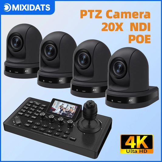 4K NDI  PTZ Camera 1-10pcs 20X Zoom Video Conference Camera for Church Business Meeting Optional 1 controller keyboard kit